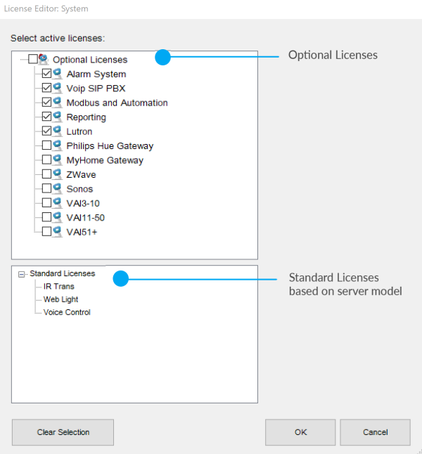 Licenses editor