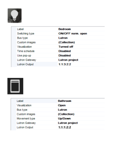 Lutron con interruttori e serrande