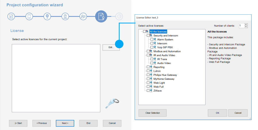 Step 6: project active licenses editor