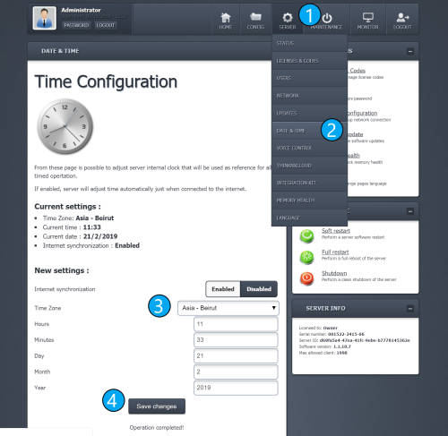 Date and time configuration