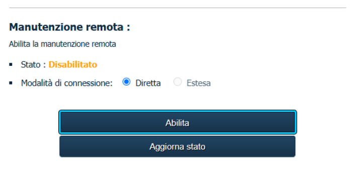 Manutenzione remota disabilitata