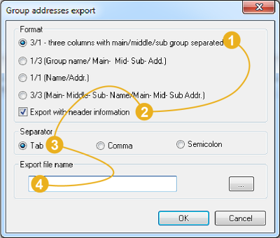 ETS 3 export parameters