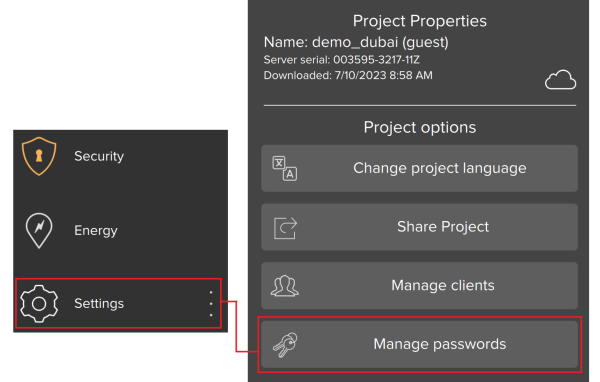 Manage passwords from UI
