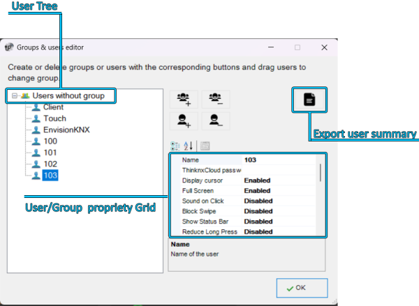 Users and groups editor