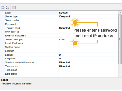 Entering server info in configurator