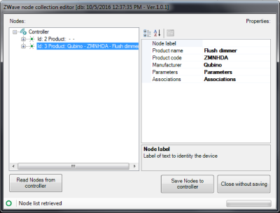 Reading nodes from controller