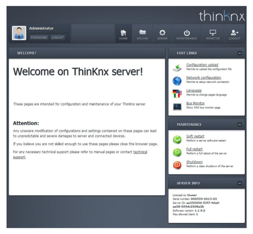Thinknx web interface