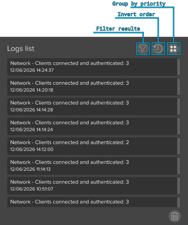 Log list on Client side Log list on Client side