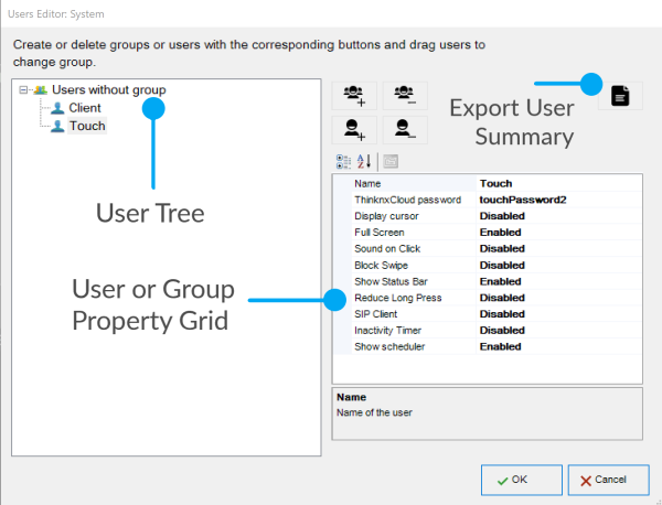 Users and groups editor
