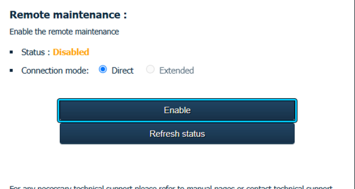 Remote Maintenance disabled Remote Maintenance disabled