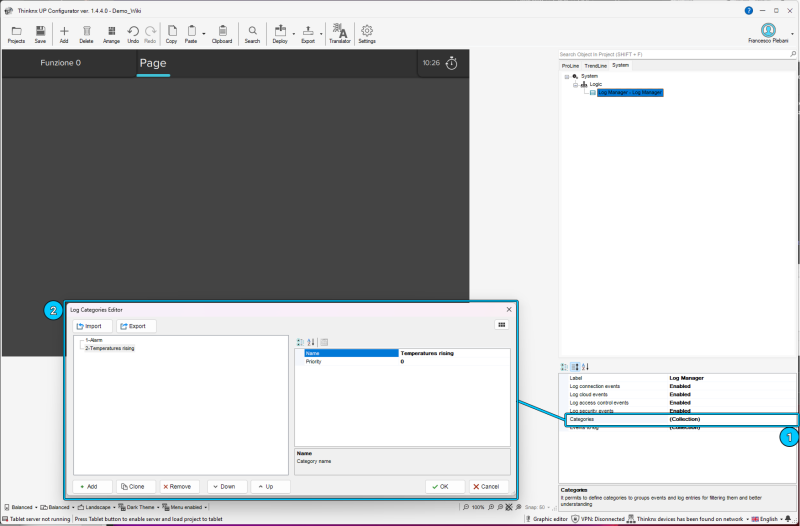 Log Categories Editor Log Categories Editor