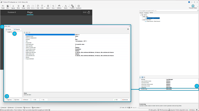 Events to log editor Events to log editor