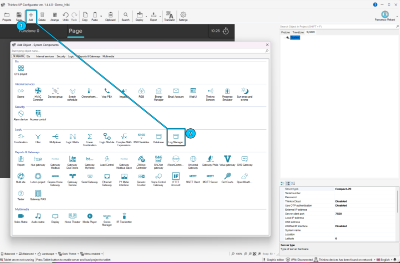 Log Manager - Add object Log Manager - Add object