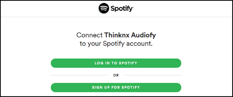 The login page of Spotify
